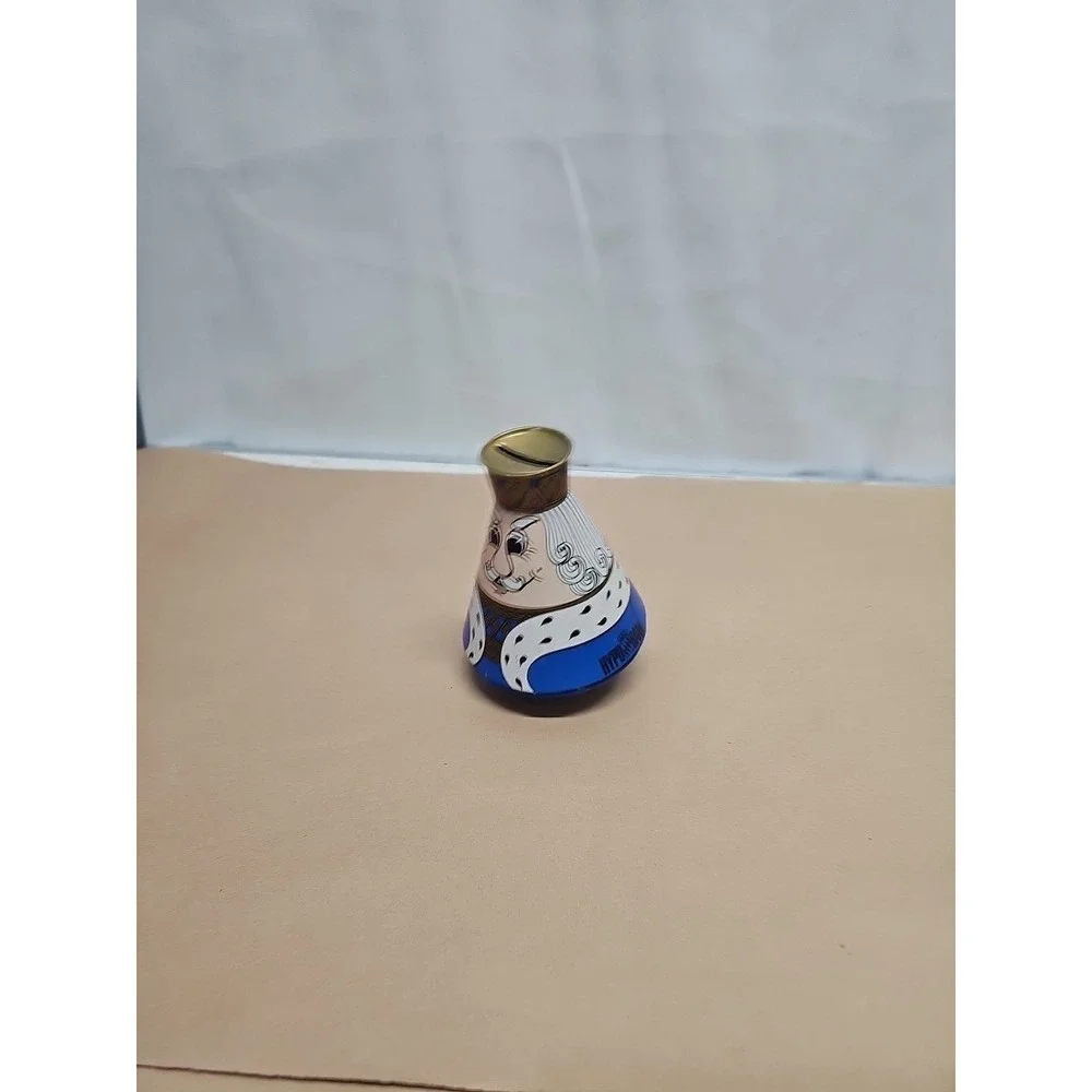 Vtg Royal King Hypo Bank Roly Poly Piggy‎ Bank Blue Gold Painted Metal 5